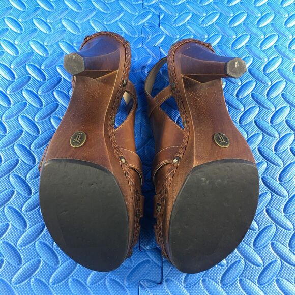 FRYE Women's Shoes Brown Leather Studded Platform High Heel Sandals Size 8 - Picture 8 of 14